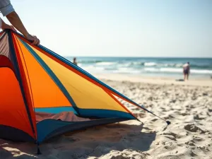 składanie namiotu plażowego