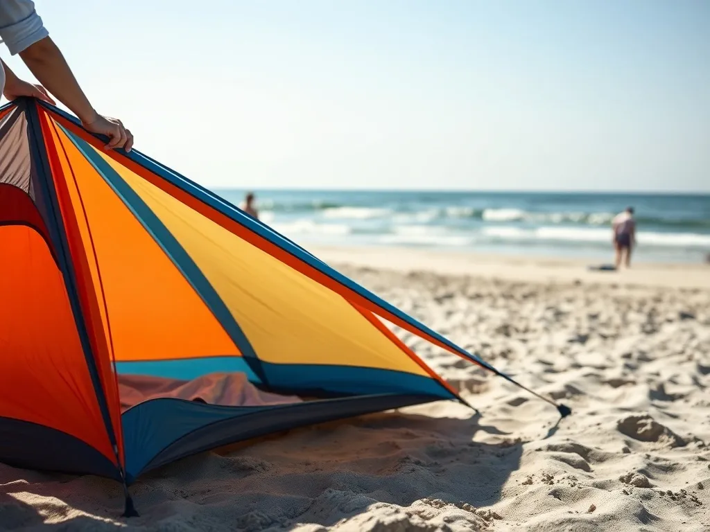 składanie namiotu plażowego