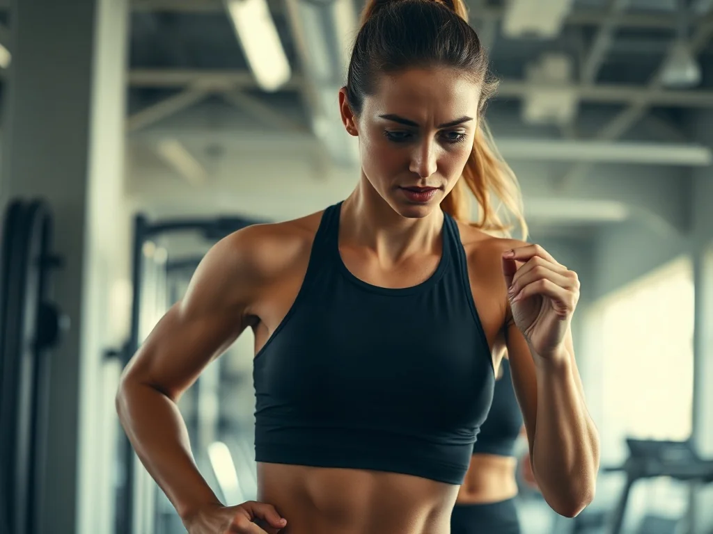 Trenerka fitness wykonująca intensywne ćwiczenia interwałowe w nowoczesnej siłowni.